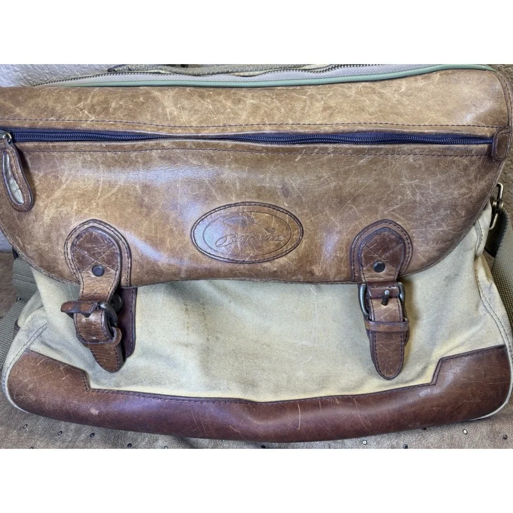 Bob Timberlake Messenger Carry On Laptop Overnight Canvas Leather‎ Luggage Bag